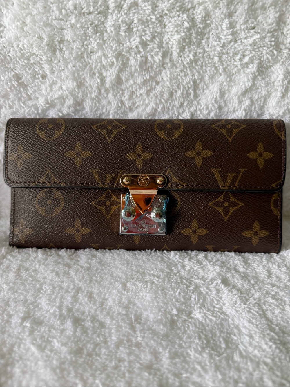 Brown Monogram Canvas Wallet w/Gold Clasp